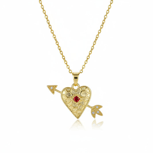 Cubic Zirconia & 18K Gold-Plated Cupid Arrow Pendant Necklace