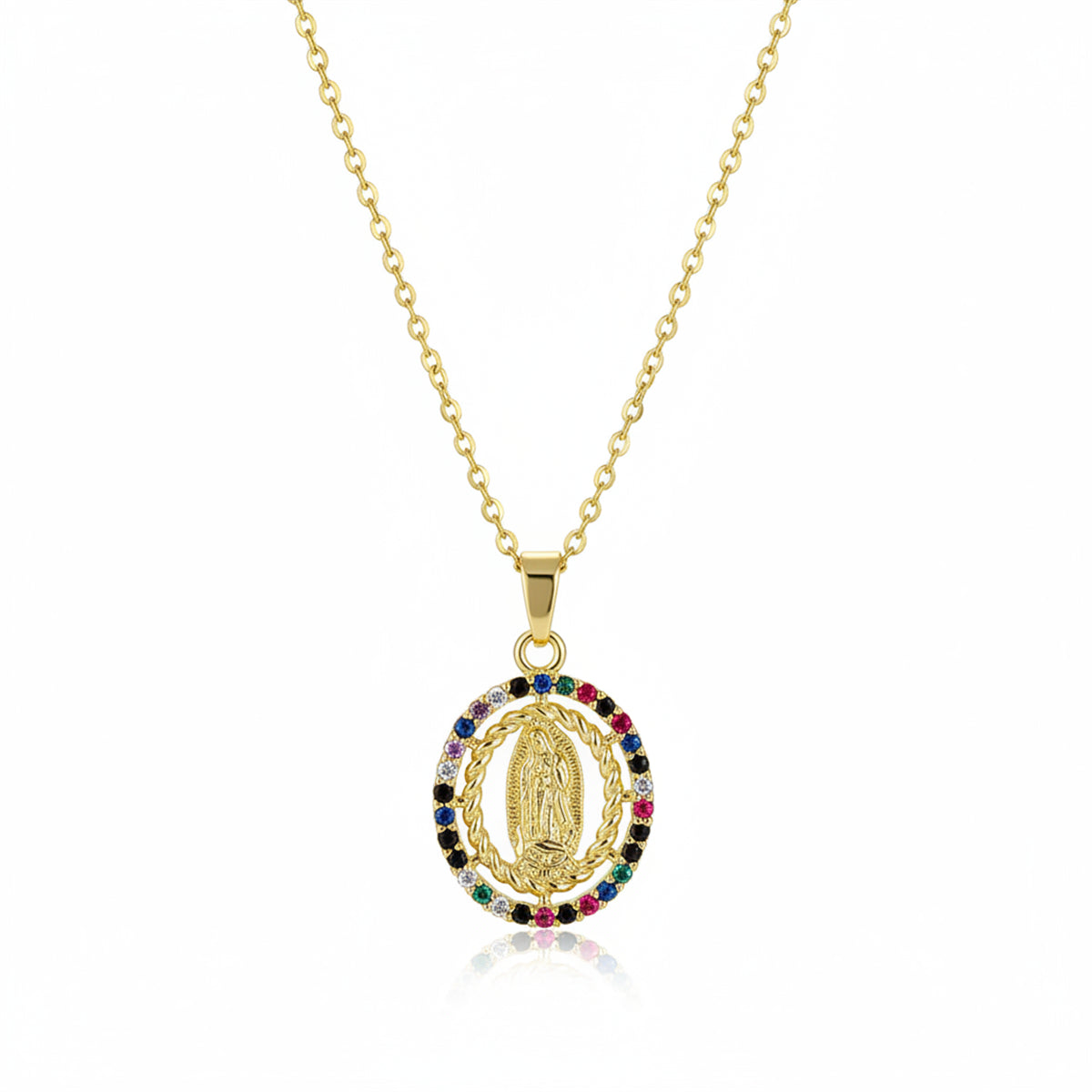 Green Multicolor Cubic Zirconia & 18K Gold-Plated Marry Pendant Necklace - Street Region