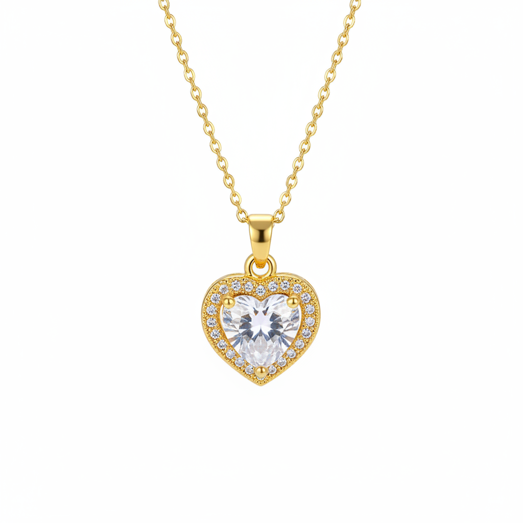 Crystal & Cubic Zirconia 18K Gold-Plated Heart Pendant Necklace - Street Region