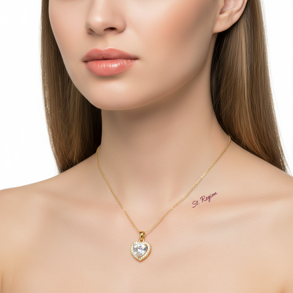 Crystal & Cubic Zirconia 18K Gold-Plated Heart Pendant Necklace - Street Region