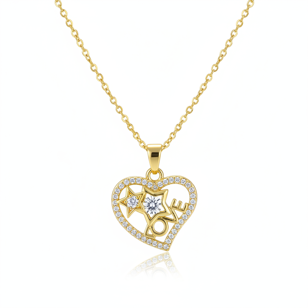 Crystal & Cubic Zirconia 18K Gold-Plated 'Love' Heart Pendant Necklace - Street Region