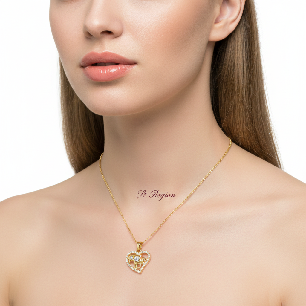 Crystal & Cubic Zirconia 18K Gold-Plated 'Love' Heart Pendant Necklace - Street Region