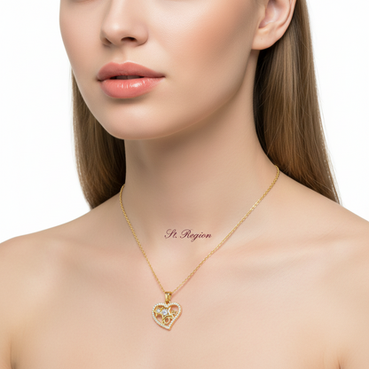 Crystal & Cubic Zirconia 18K Gold-Plated 'Love' Heart Pendant Necklace - Street Region