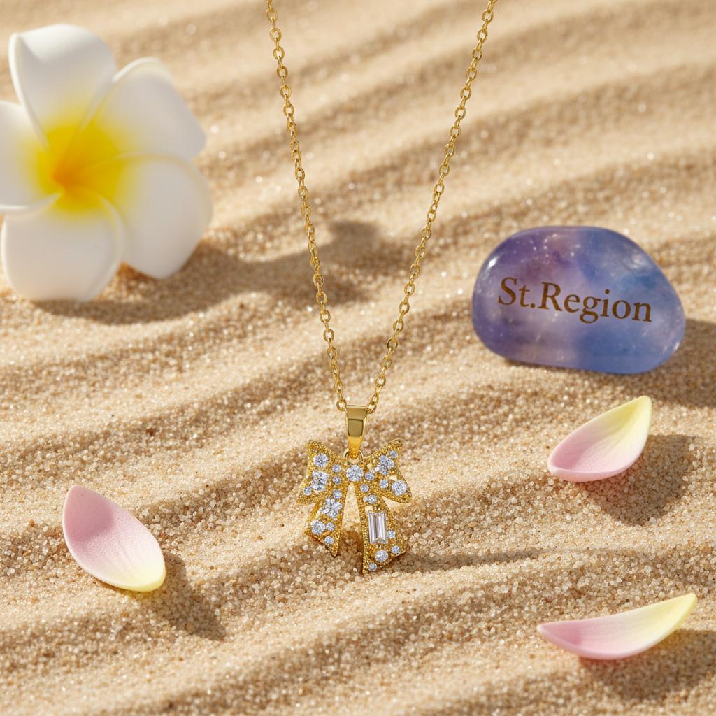 Crystal & Cubic Zirconia 18K Gold-Plated Bow Pendant Necklace