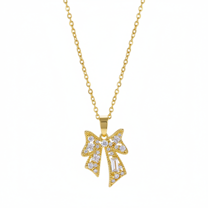 Crystal & Cubic Zirconia 18K Gold-Plated Bow Pendant Necklace - Street Region