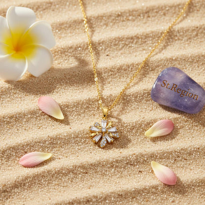 Crystal & Cubic Zirconia Floral Pendant Necklace