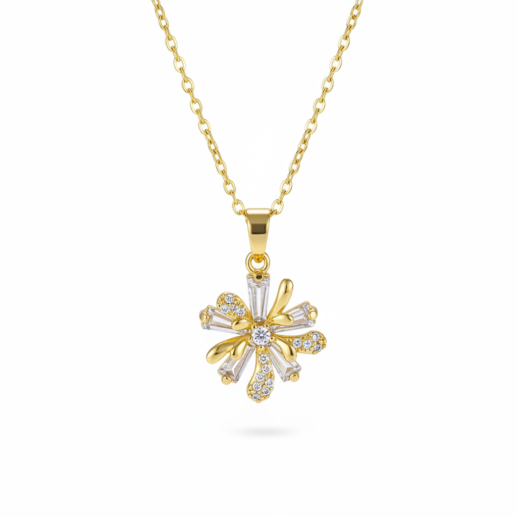Crystal & Cubic Zirconia Floral Pendant Necklace - Street Region
