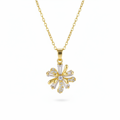 Crystal & Cubic Zirconia Floral Pendant Necklace - Street Region