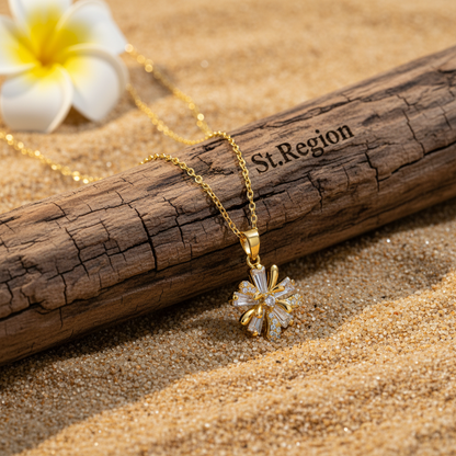 Crystal & Cubic Zirconia Floral Pendant Necklace - Street Region