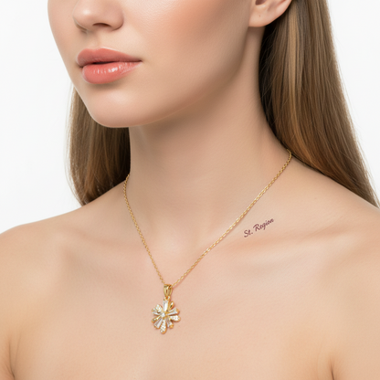Crystal & Cubic Zirconia Floral Pendant Necklace - Street Region