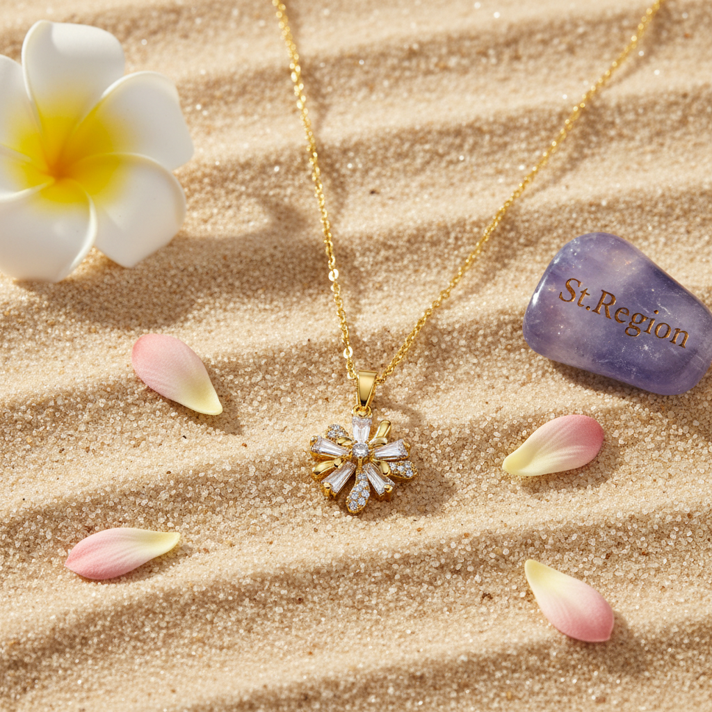 Crystal & Cubic Zirconia Floral Pendant Necklace - Street Region