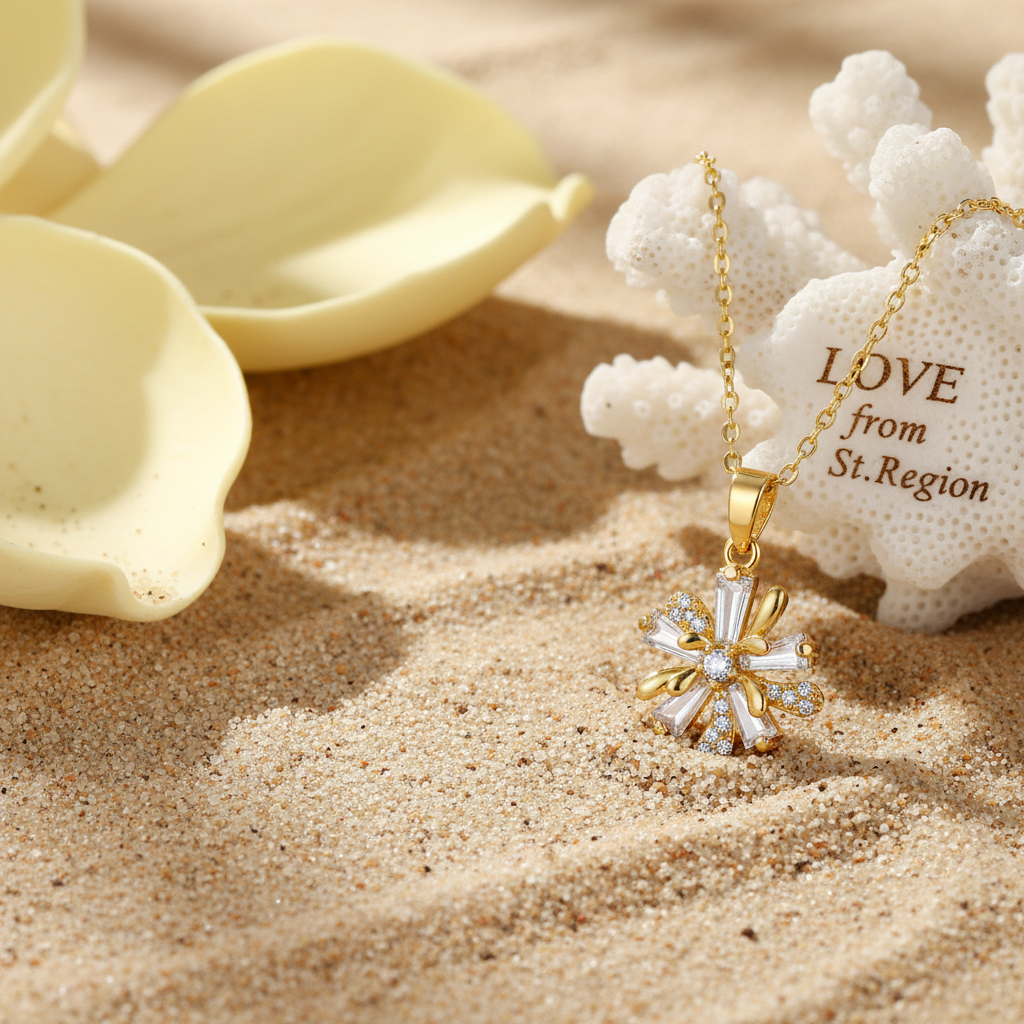 Crystal & Cubic Zirconia Floral Pendant Necklace - Street Region