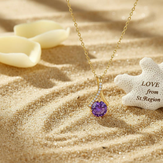 Purple Crystal & Cubic Zirconia 18K Gold-Plated Pendant Necklace