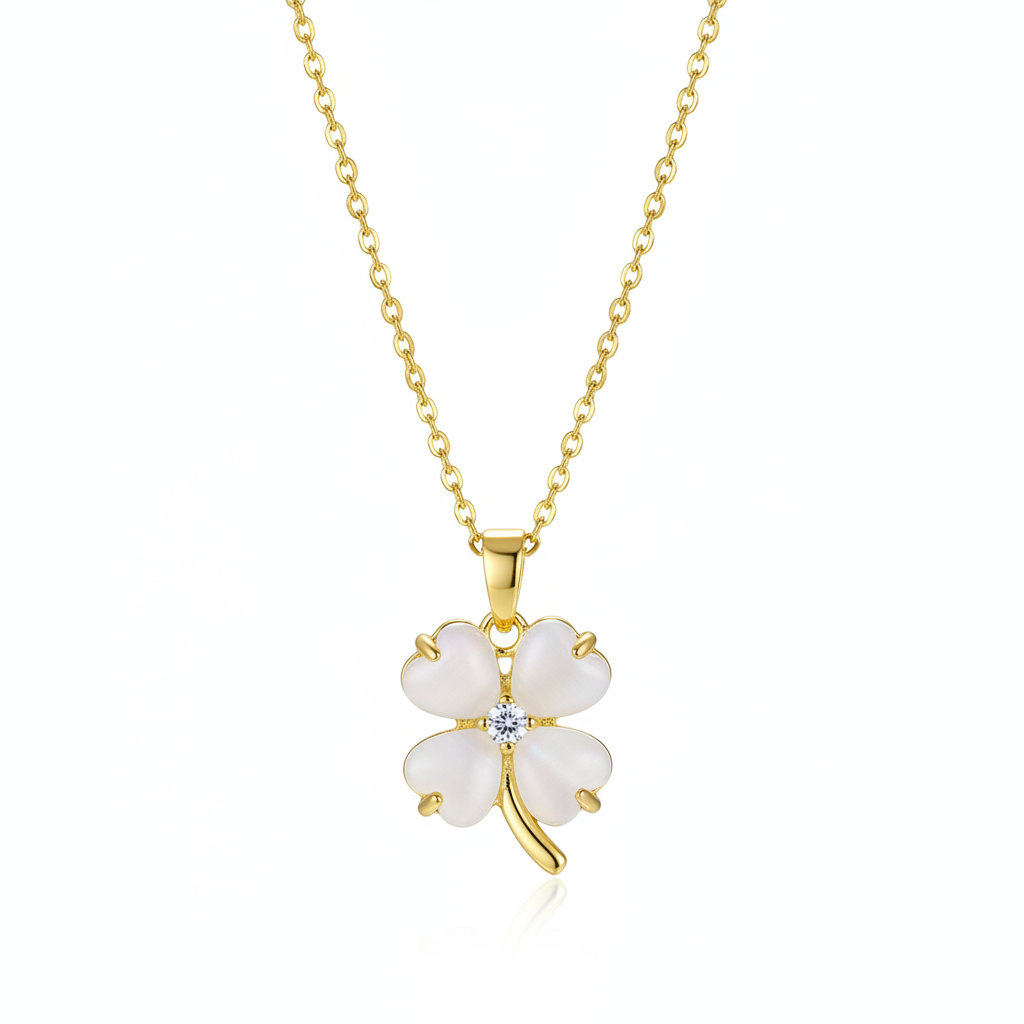 Heart Quartz & Cubic Zirconia Clover Pendant Necklace - Street Region