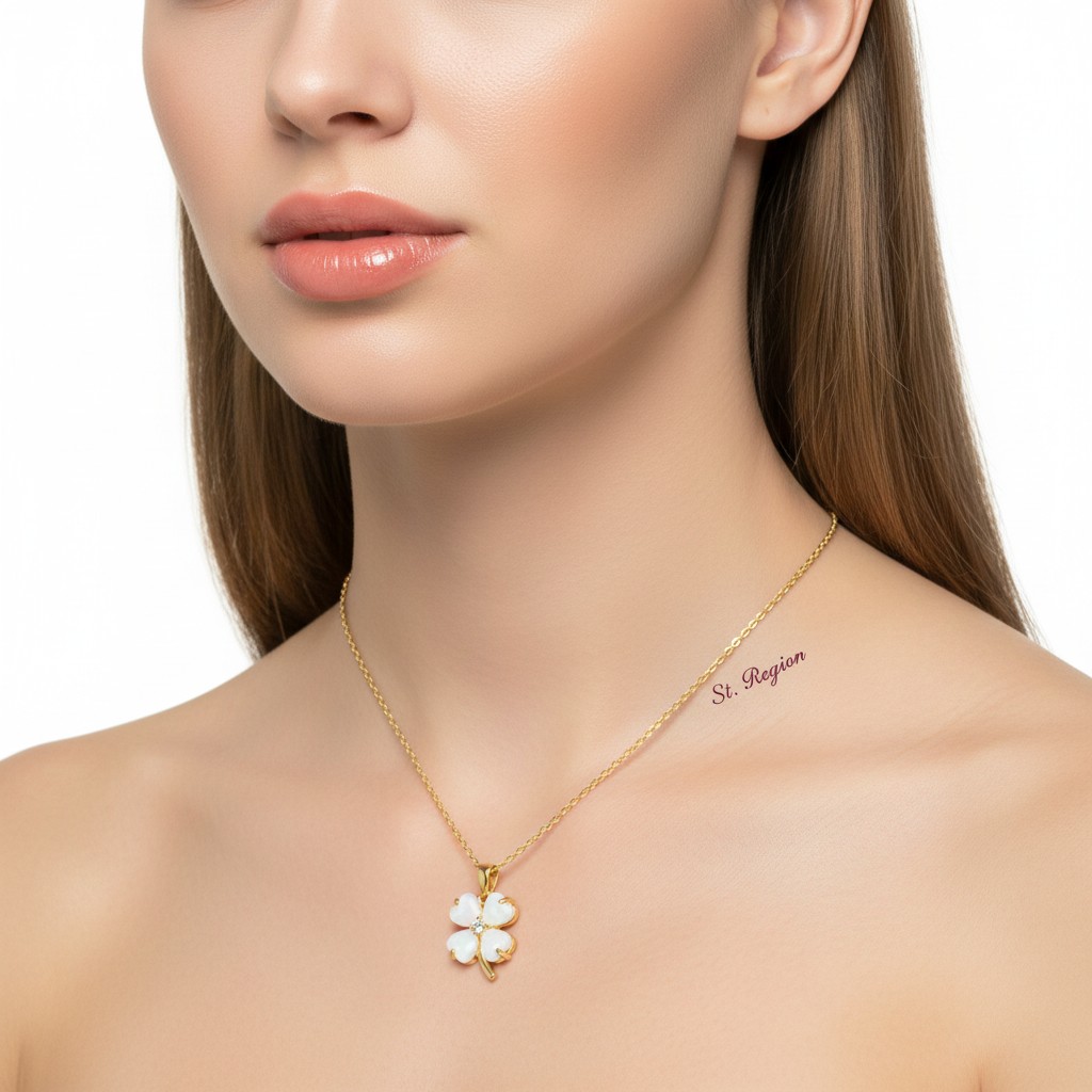 Heart Quartz & Cubic Zirconia Clover Pendant Necklace - Street Region