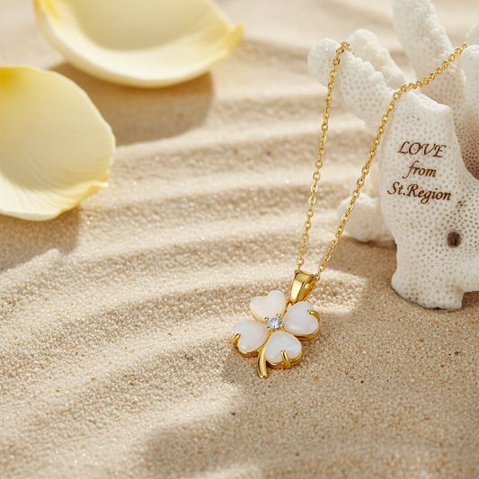 Heart Quartz & Cubic Zirconia Clover Pendant Necklace - Street Region