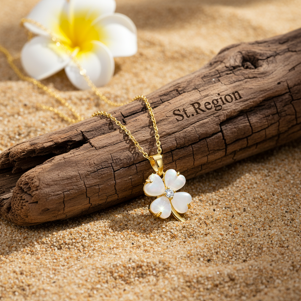 Heart Quartz & Cubic Zirconia Clover Pendant Necklace - Street Region