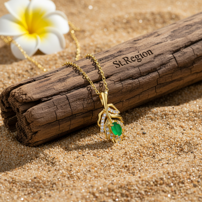 Green Jade & Cubic Zirconia Leaf Pendant Necklace - Street Region