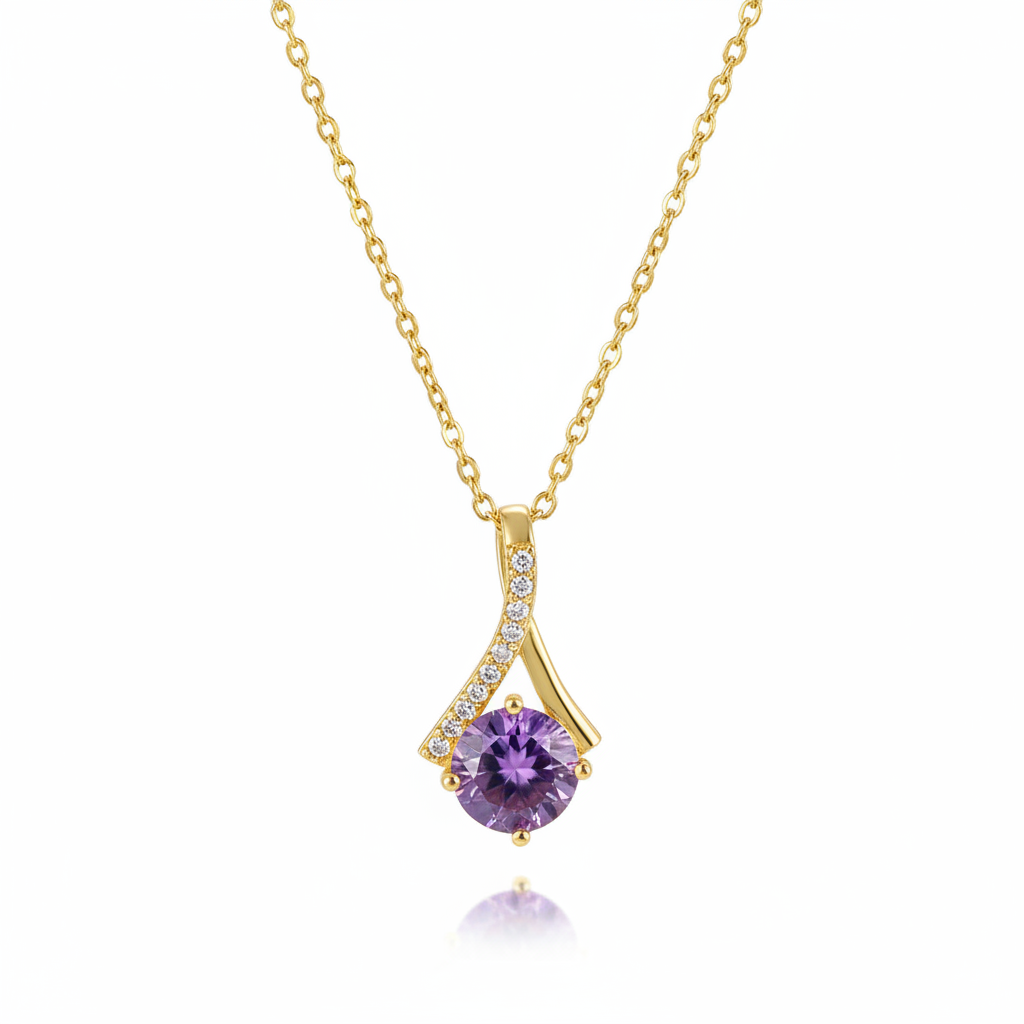 Purple Crystal & Cubic Zirconia 18K Gold-Plated Pendant Necklace - Street Region
