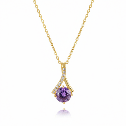 Purple Crystal & Cubic Zirconia 18K Gold-Plated Pendant Necklace - Street Region