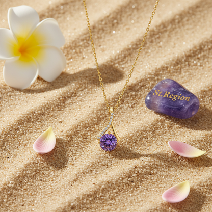 Purple Crystal & Cubic Zirconia 18K Gold-Plated Pendant Necklace - Street Region
