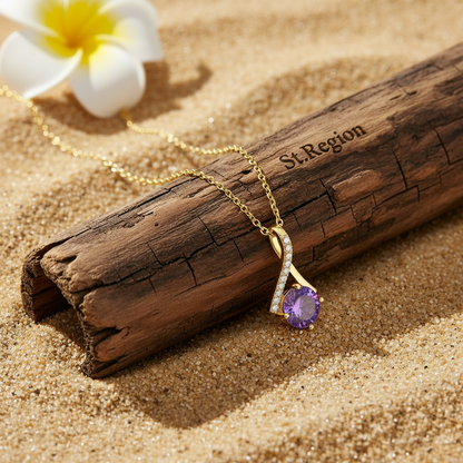 Purple Crystal & Cubic Zirconia 18K Gold-Plated Pendant Necklace - Street Region