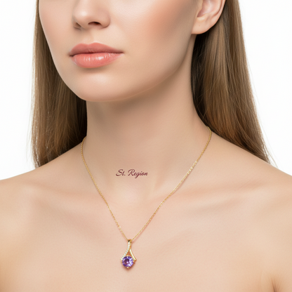 Purple Crystal & Cubic Zirconia 18K Gold-Plated Pendant Necklace - Street Region