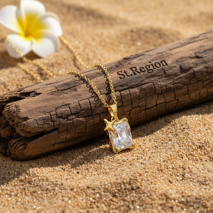 Crystal & 18K Gold-Plated Star Square Pendant Necklace - Street Region