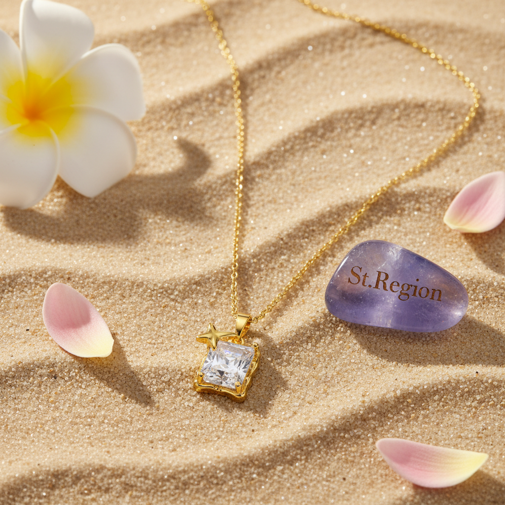 Crystal & 18K Gold-Plated Star Square Pendant Necklace - Street Region