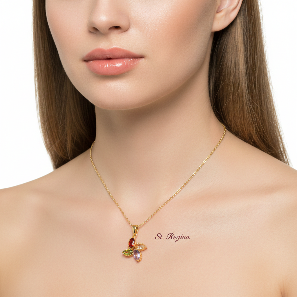 Purple Multicolor Crystal & 18K Gold-Plated Pendant Necklace - Street Region