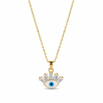Crystal & Enamel 18K Gold-Plated Eye Pendant Necklace - Street Region