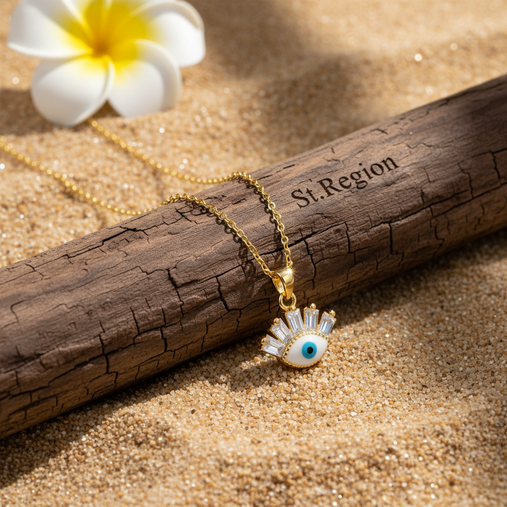 Crystal & Enamel 18K Gold-Plated Eye Pendant Necklace - Street Region