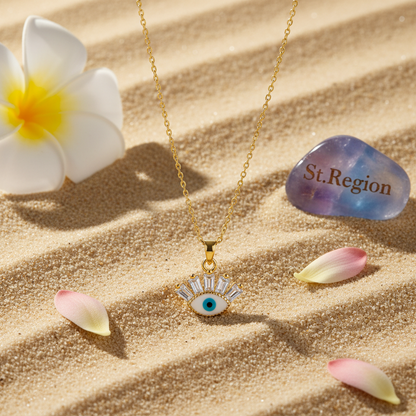 Crystal & Enamel 18K Gold-Plated Eye Pendant Necklace - Street Region