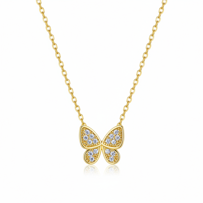 Cubic Zirconia & 18K Gold-Plated Butterfly Pendant Necklace - Street Region