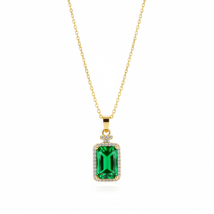 Green Crystal & Cubic Zirconia 18K Gold-Plated Rectangle Pendant Necklace - Street Region