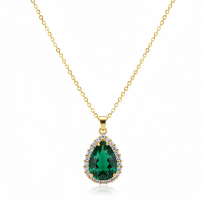 Green Crystal & Cubic Zirconia Drop Pendant Necklace - Street Region