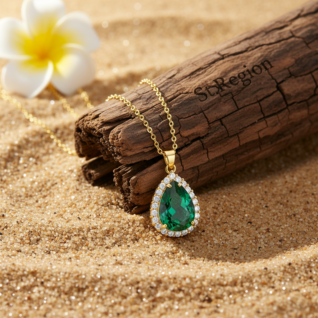 Green Crystal & Cubic Zirconia Drop Pendant Necklace - Street Region