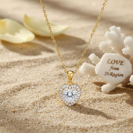 Clear Crystal & 18K Gold-Plated Heart Halo Pendant Necklace