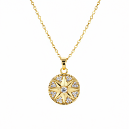 Cubic Zirconia & 18K Gold-Plated Star Round Pendant Necklace - Street Region
