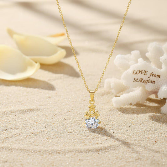 Crystal & 18K Gold-Plated Flower Cluster Pendant Necklace