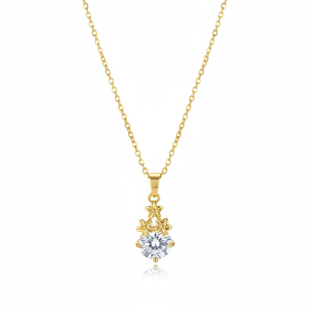 Crystal & 18K Gold-Plated Flower Cluster Pendant Necklace - Street Region