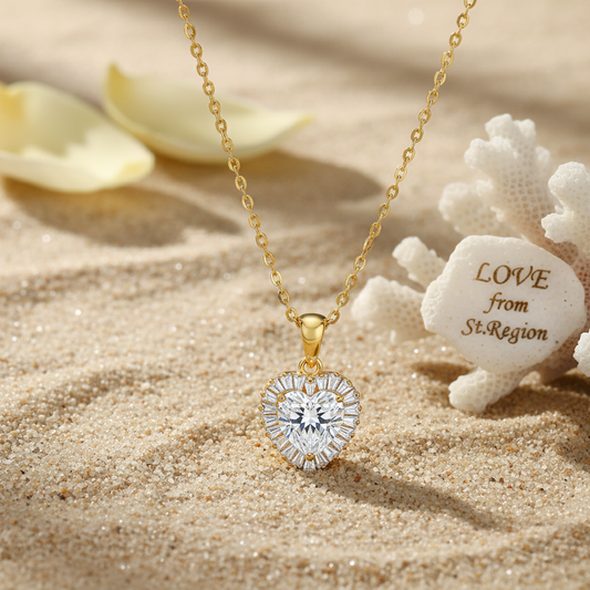 Clear Crystal & 18K Gold-Plated Heart Halo Pendant Necklace - Street Region