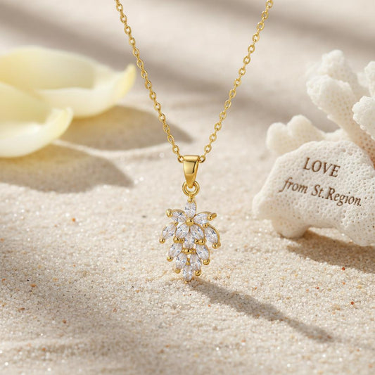 Crystal & 18K Gold-Plated Botanical Pendant Necklace