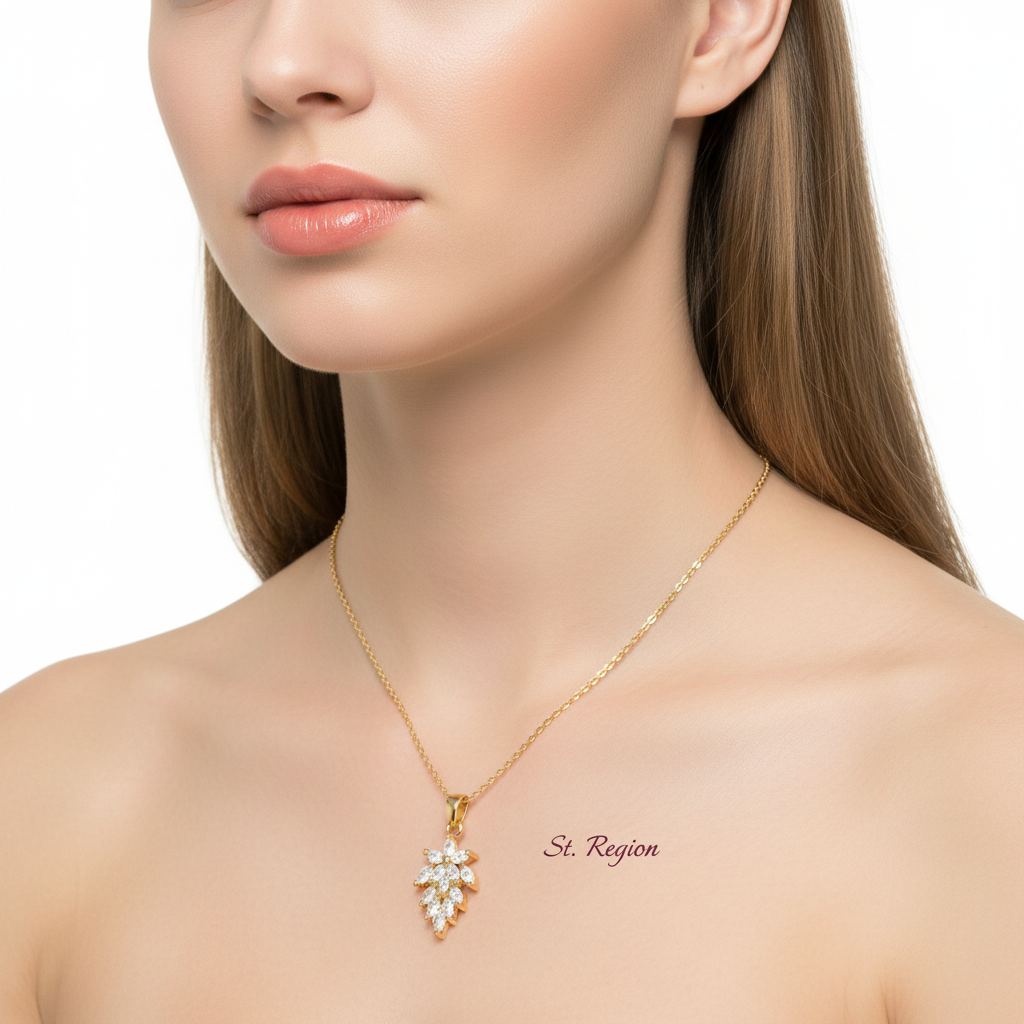 Crystal & 18K Gold-Plated Botanical Pendant Necklace - Street Region