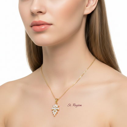 Crystal & 18K Gold-Plated Botanical Pendant Necklace - Street Region