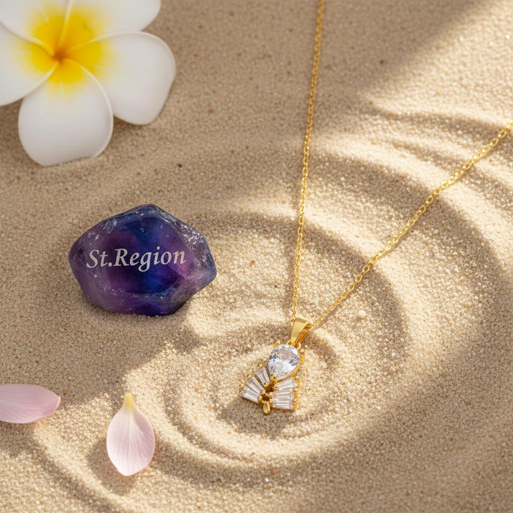 Crystal and 18K Gold-Plated Branch Pendant Necklace, gold pendant necklace for women, lifestyle look