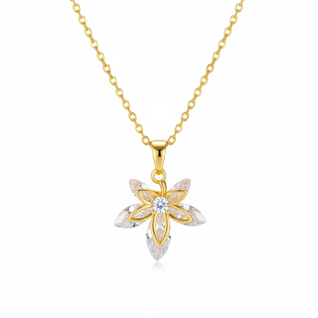 Crystal & 18K Gold-Plated Leaf Pendant Necklace - Street Region