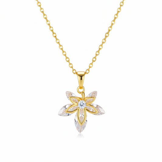 Crystal & 18K Gold-Plated Leaf Pendant Necklace