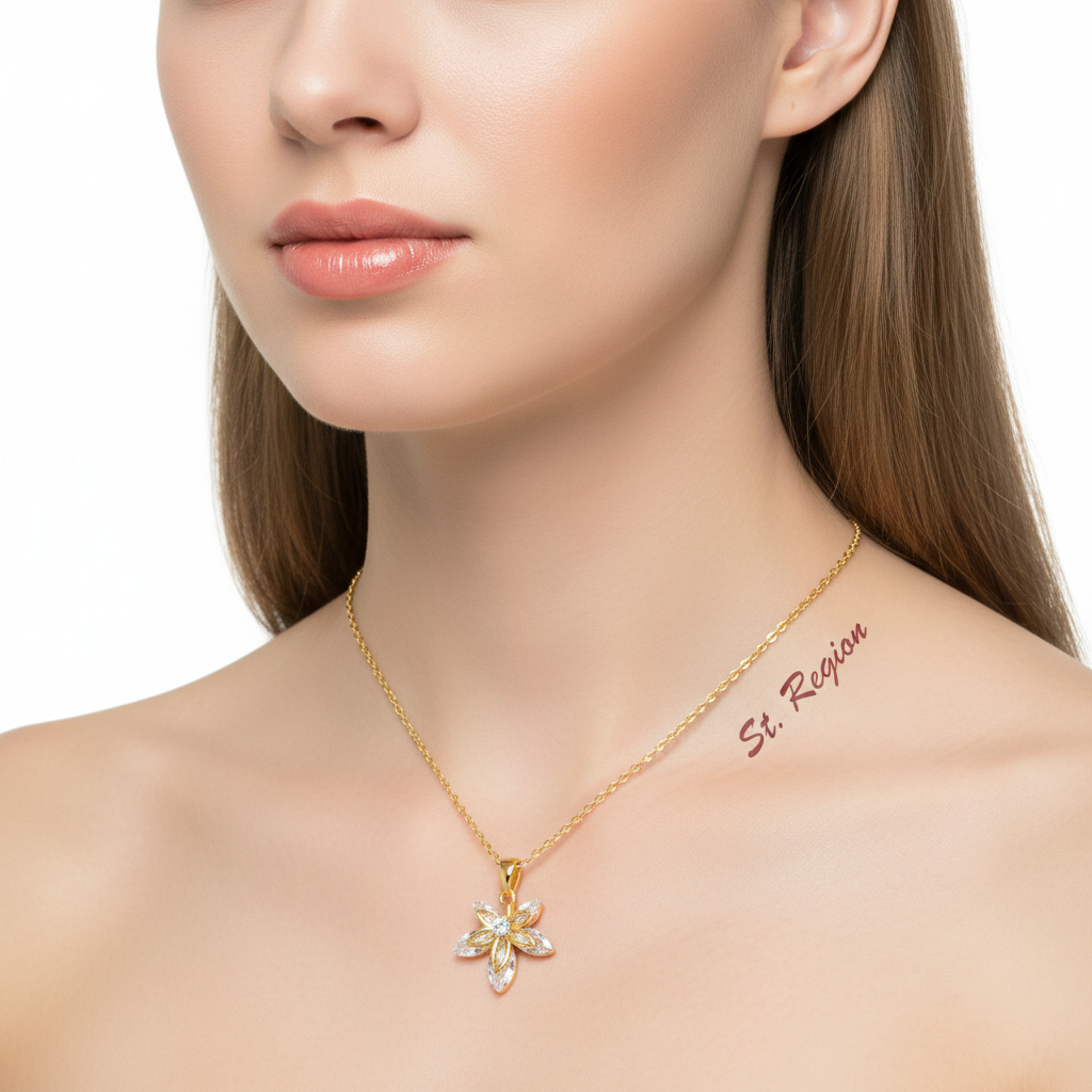 Crystal & 18K Gold-Plated Leaf Pendant Necklace - Street Region