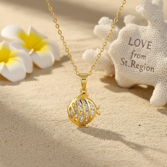 Crystal & 18K Gold-Plated Fish Pendant Necklace